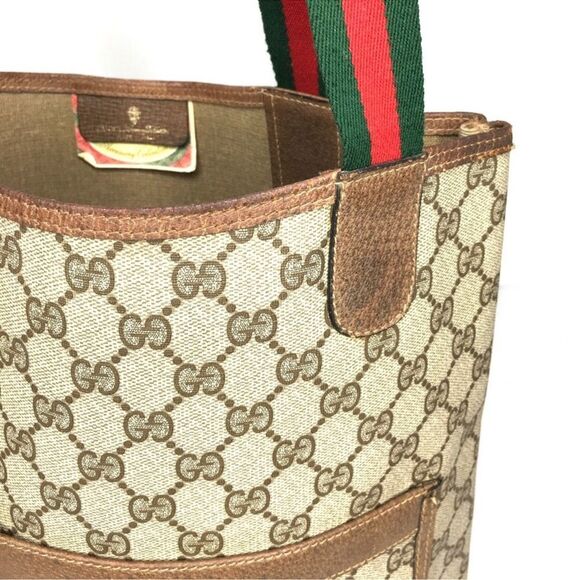 GUCCI AUTHENTIC BROWN MONOGRAM COATED CANVAS TOTE BAG - Picture 9 of 12